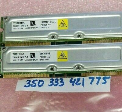 512MB KIT 2 X 256MB ECC RDRAM PC800 45 800MHz RIMM Rambus Memory Module