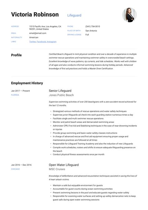 Lifeguard Resume And Writing Guide 12 Templates 2019