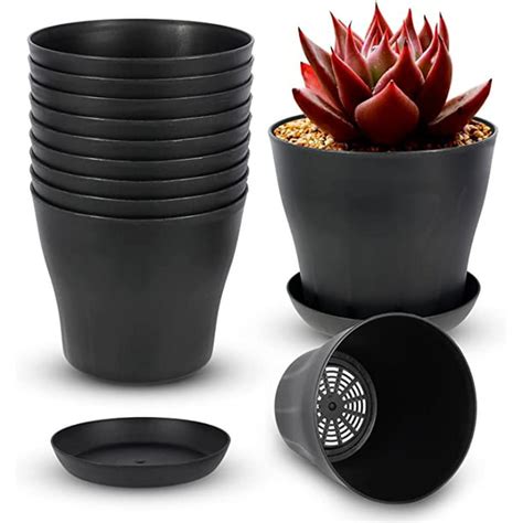 8 Pack Plant Pots, Plastic Indoor Planter Flower Pots,4 inch Modern ...