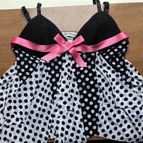 Black And Pink Polka Dot Lingerie Top Retroglam Depop