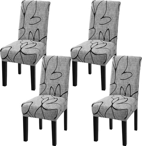 Fuloon Chair Covers For Dining Room 4 Pack Solid Stretch Dining Chair Covers