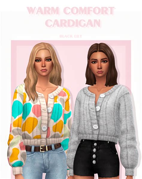 Warm Comfort Cardigan Black Lily On Patreon The Sims 4 Pc Sims 4 Mm