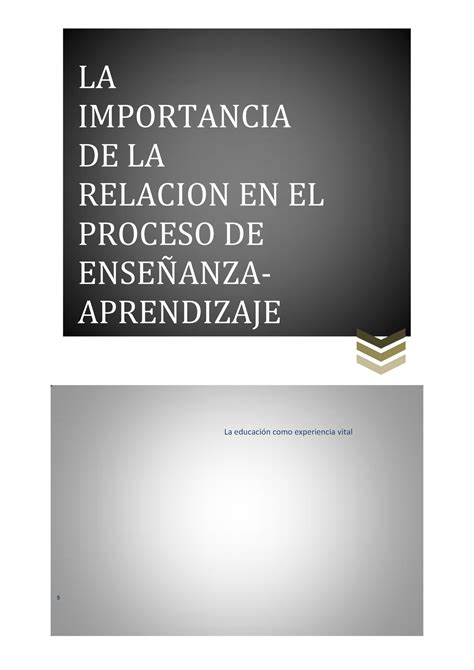 Pec Teoria De La Educaci N La Importancia De La Relacion En El