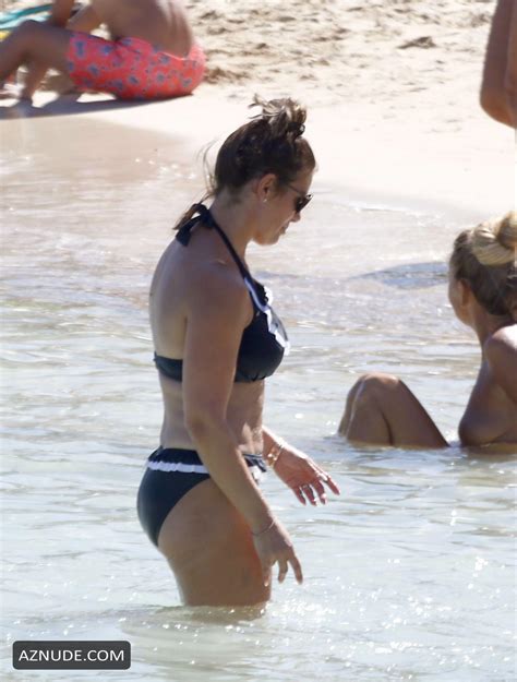 Rebekah Vardy Sexy In A Black And White Striped Bikini In Ibiza AZNude