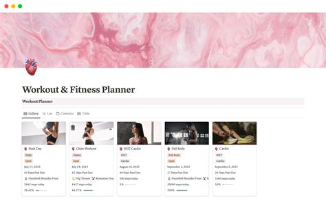 Workout Fitness Planner By Stencilology Notion Template