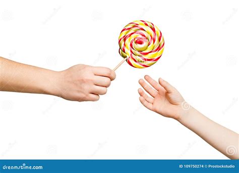 Woman Giving Lollipop To Kid, Isolated Stock Photo - Image of ...