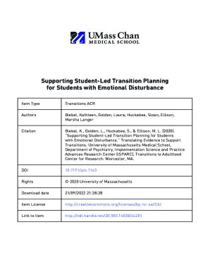 Fillable Online Supporting Student Led Transition Planning For Students