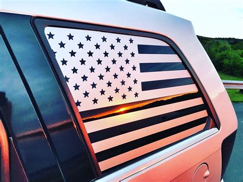 Custom Jeep Quarter Window Decals American Flag Decals in Silver by ...