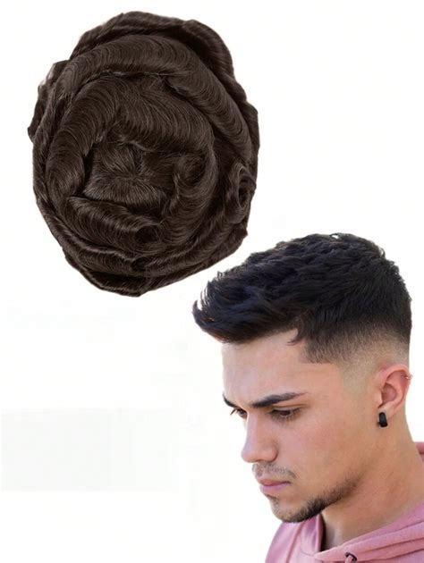 Peluca Toupee De Hombre Con Cabello Humano Y Encaje Suizo Sistema De