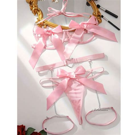 Red Floral Lace Garter Lingerie Set With Choker Women Intimates Underwire Bra And Thongs