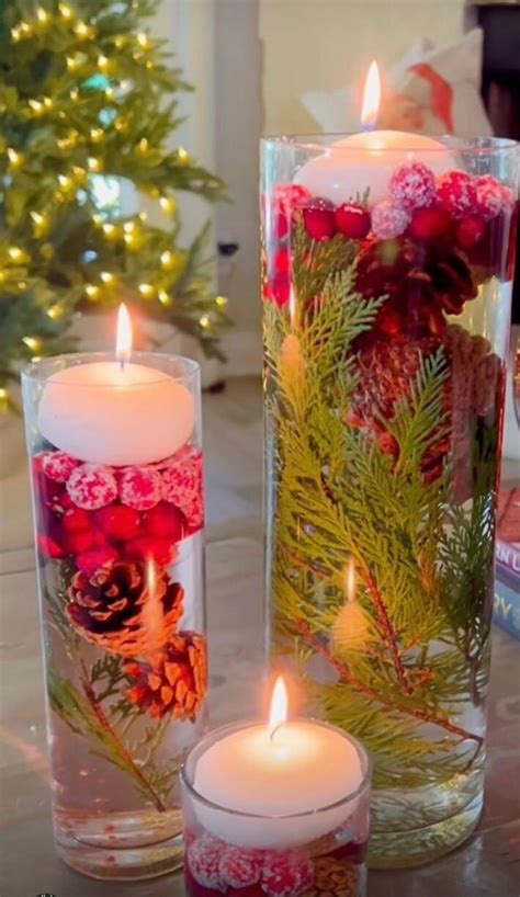 Set Of 6 Floating Candles Holiday Centerpiece Christmas Decor Holiday Wedding Christmas