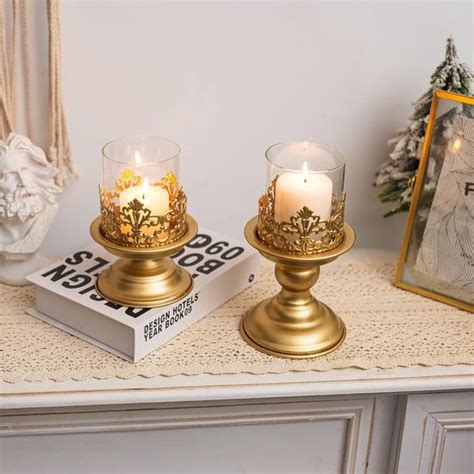 Gouden Pijler Kandelaars Voor Tafel Centerpieces Vintage Metalen