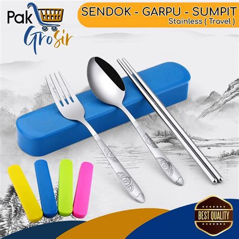 Jual Set Alat Makan Sendok Garpu Sumpit Stainless Steel Sus Food