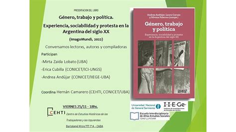 Presentación De Libro «género Trabajo Y Política Experiencia