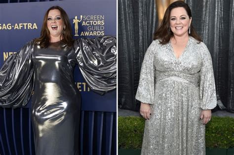 Melissa McCarthy reveals her much-slimmer figure in tight shiny dress ...
