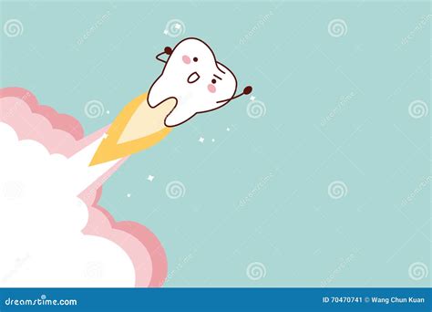 Tooth Rocket Flying Into Sky Stock Vector Illustration Of Grow