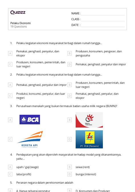 50 Lembar Kerja Ekonomi Untuk Kelas 8 Di Quizizz Gratis And Dapat Dicetak