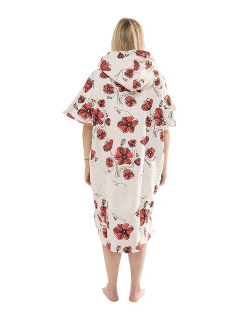 Poncho Surf Bain Et Plage Femme Coquelicot Ecru All In