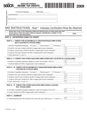 Fillable Online Maryland Business Form Cr Income Tax Credits