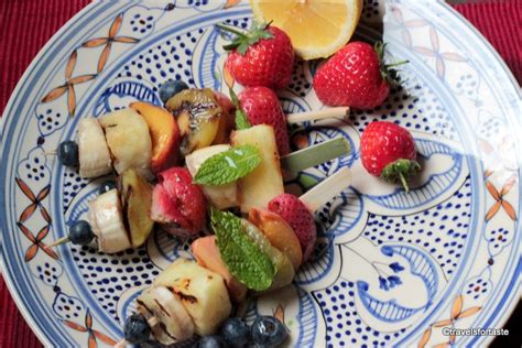 Grilled Fruit Kebabs With A Chilli Honey Drizzle Travels For Taste