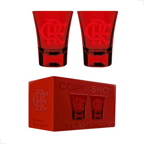 Copo Shot 60ml Flamengo Vermelho Licenciado Oficial Kit 2