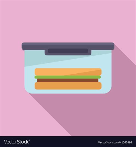 Sandwich Lunch Box Icon Flat Dinner Food Vector Image