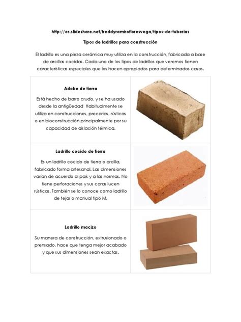 Tipos De Ladrillos Para Construcción