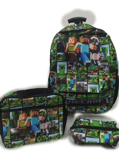 Kit Mochila Escolar Minecraft Rodinha Estojo Lancheira Mercado Livre