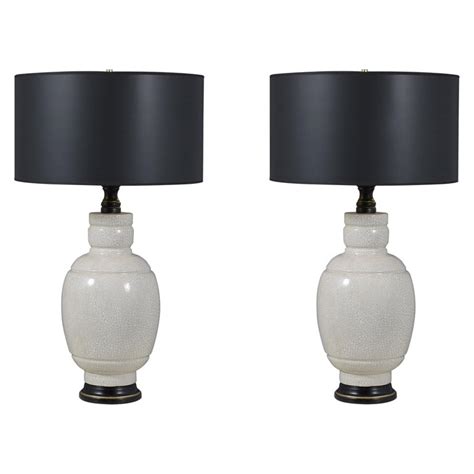 Pair Of Mid Century White Ceramic Table Lamps For Sale At 1stdibs