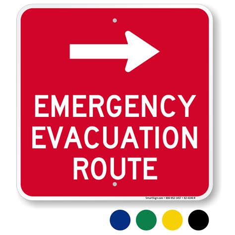 Emergency Evacuation Route Right Arrow Signs SKU K2 4340 R