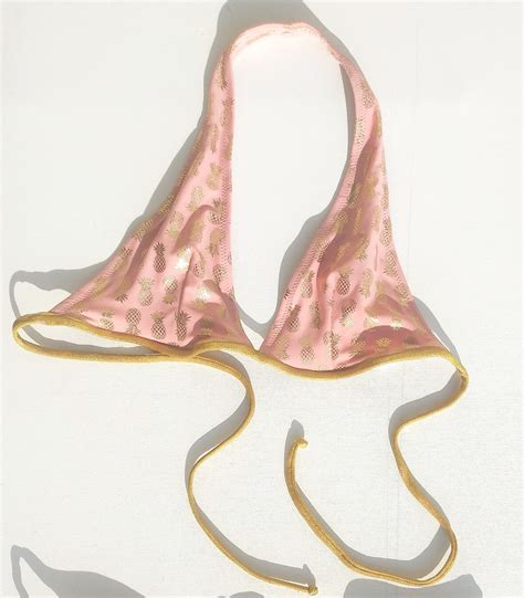 Golden Peachy Pineapple Halter Bikini Top Etsy