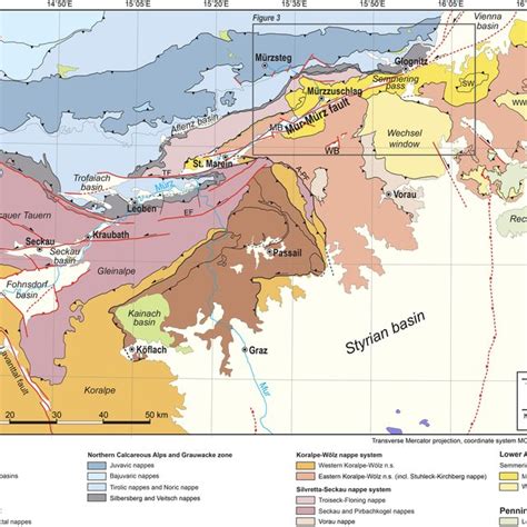 Tectonic Map Of The Eastern Part Of The Eastern Alps Featuring The MMF