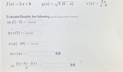 Solved F X 3x 6 G X 3 6 X 2 R X 3xx 6evaluate Simplify