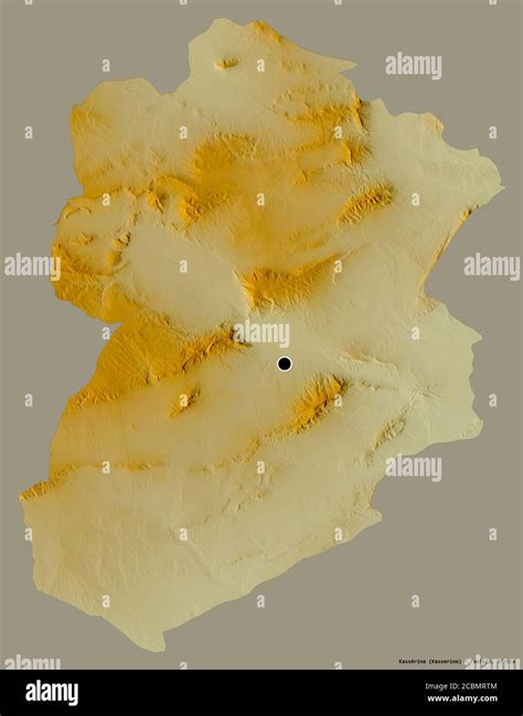 Shape Of Kassérine Governorate Of Tunisia With Its Capital Isolated On A Solid Color