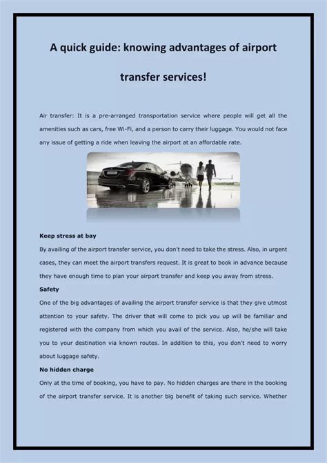 Ppt A Quick Guide Knowing Advantages Of Airport Transfer Services Powerpoint Presentation Id