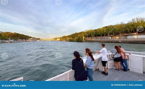 Sunset Boat Tour on River Seine in Paris - a Popular Tourist Attraction ...