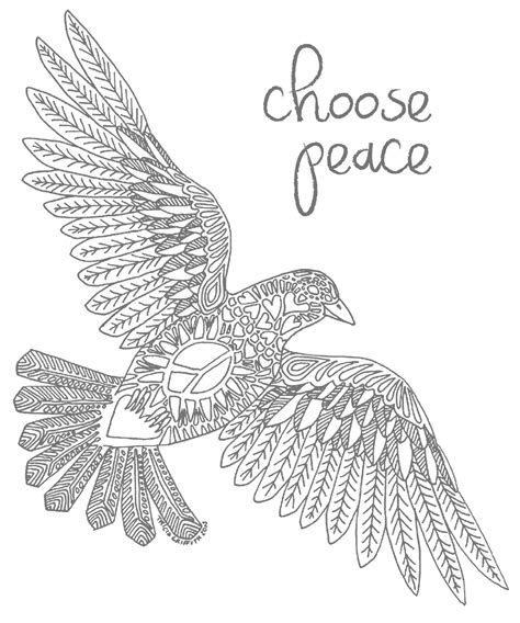 Choose Peace Dove Coloring Page – Printable Coloring Pages