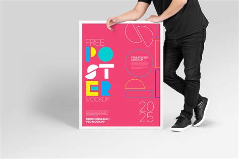 Man Holding Poster Free Mockup Dealjumbo