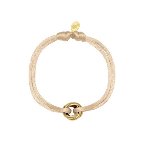 Armband Yehwang Goud Beige Satijn Koord Bol