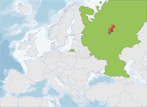 Ubicación De La Federación De Rusia En El Mapa De Europa Ilustración