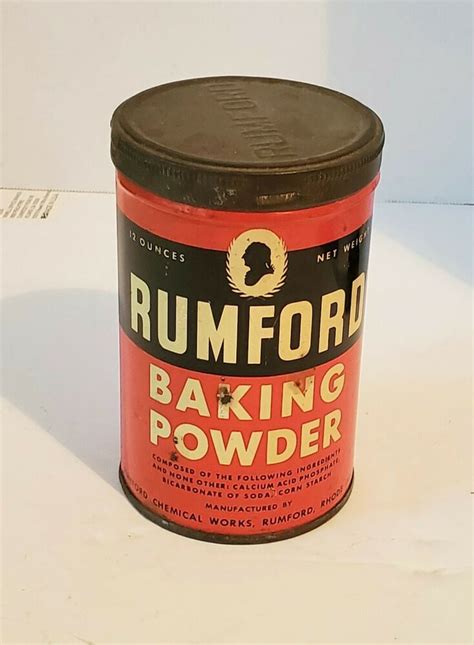 Vintage Rumford Baking Powder Tin 12 Oz W Lid Kitchen Decor Nice