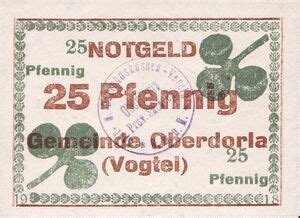 Banknote Pfennig German Notgeld Oberdorla Gra O D Tie B