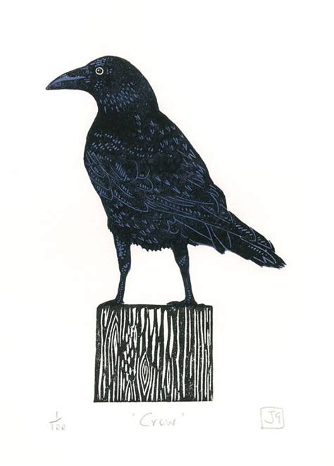 Crow Two Colour Linocut Print Etsy Linocut Prints Linocut Linocut Art