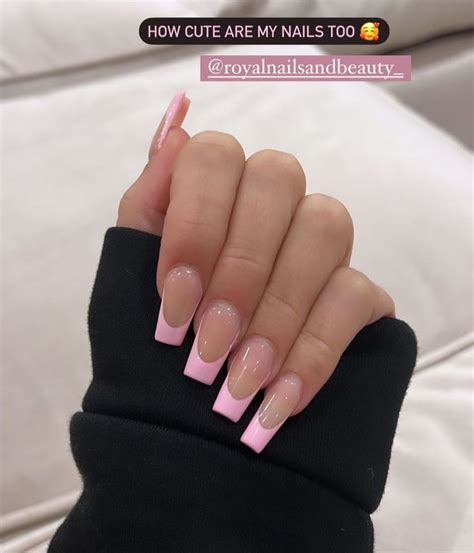 Pin On N A I L S Pink Tip Nails Pink Acrylic Nails Long Acrylic Nails