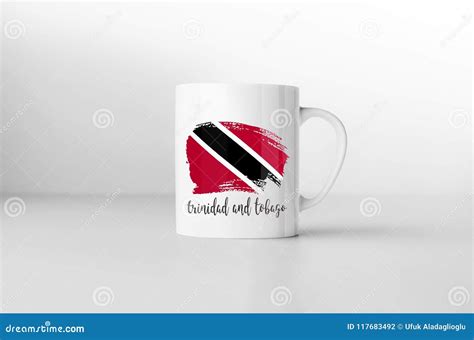 Trinidad And Tobago Flag On White Coffee Mug Stock Illustration