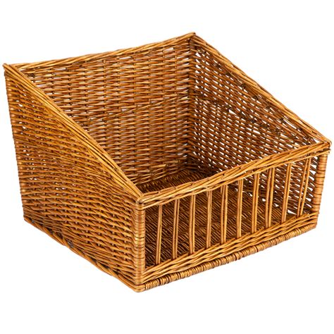 Natural Rectangular Wicker Display Basket 18 X 17 Slant Top