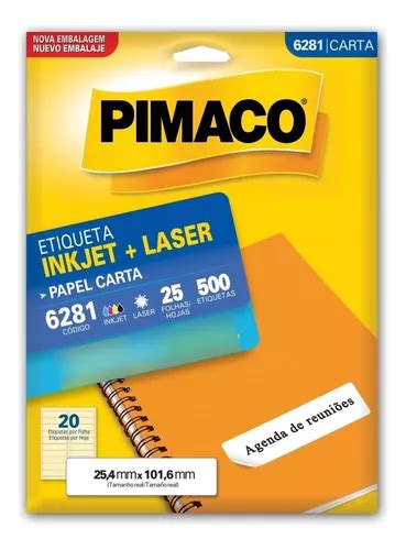 Etiquetas 20 Pimaco 25 4x101 6 Papel A4 Adesiva Inkjet Laser MercadoLivre