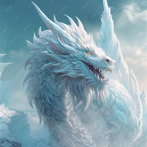 Premium Ai Image A White Dragon With Wings Is In The Sky