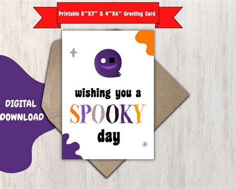 Spooky Day Card Printable Birthday Card Halloween Card - Etsy