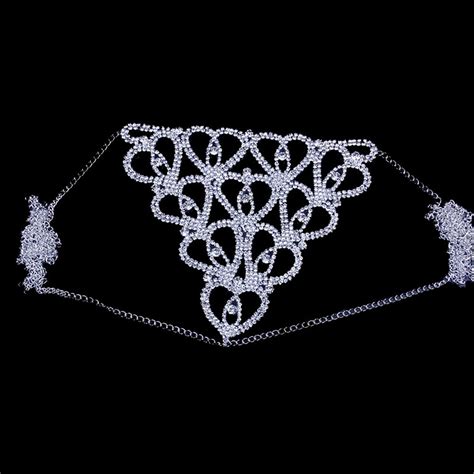 Luxury Lingerie Crystal Belly Chain Bra Thong Sexy Rhinestone Women Bra Panties